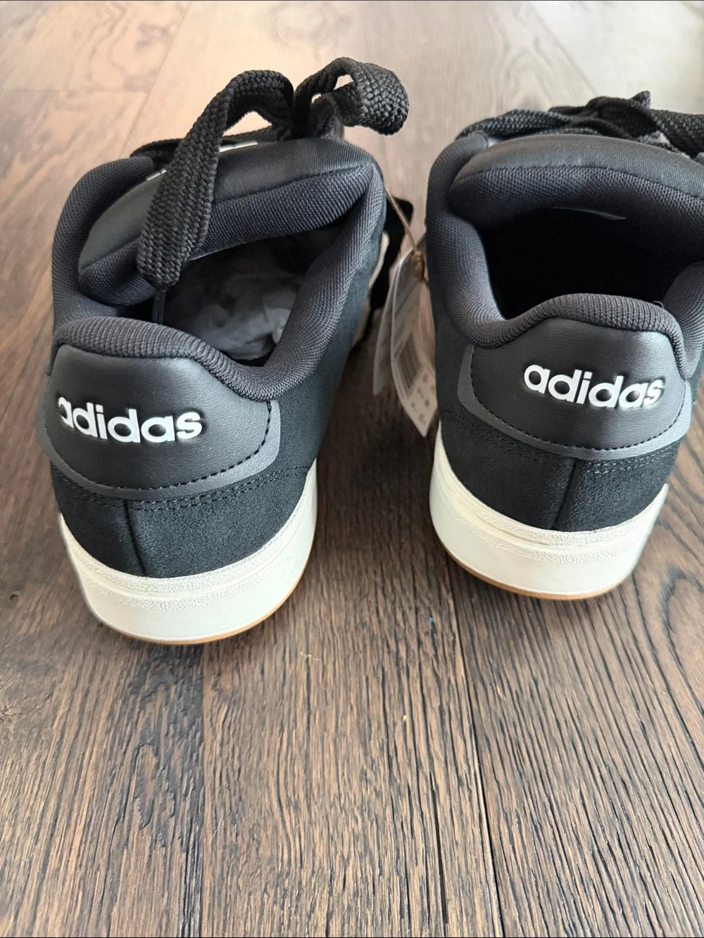 adidas Black Low-Top Athletic Sneakers with White Soles